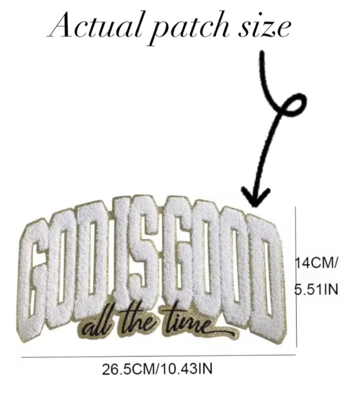 GOD IS GOOD iron-on chenille patch
