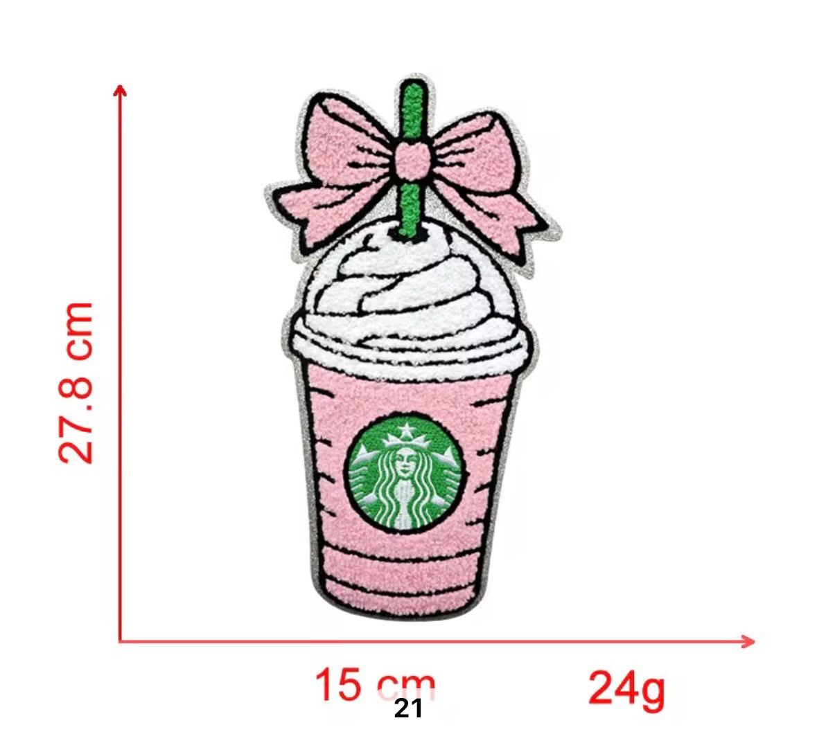 Pink Starbies iron-on chenille patch