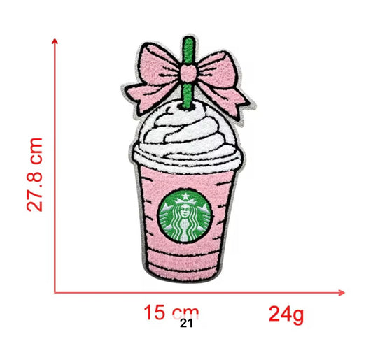 Pink Starbies iron-on chenille patch