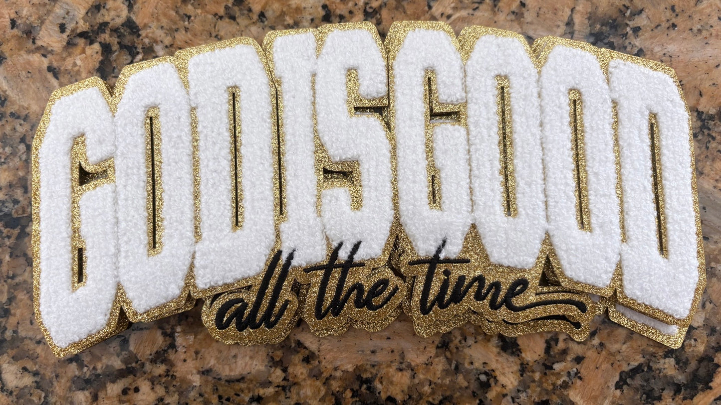 GOD IS GOOD iron-on chenille patch