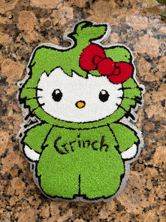 Grinch Kitty Iron-on Chenille Patch
